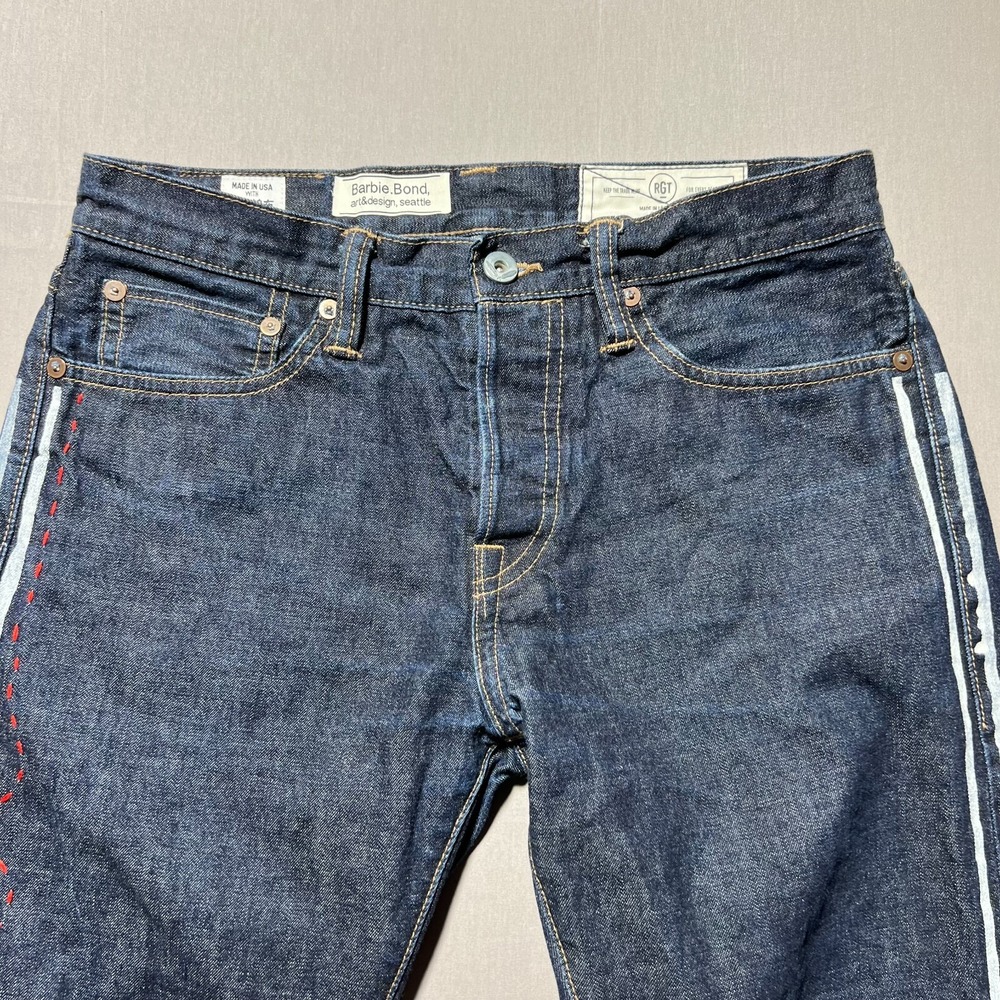 Rogue Territory Mens Blue Denim Stanton Mid Rise Slim Button Fly Jeans Size 30 - Picture 3 of 16